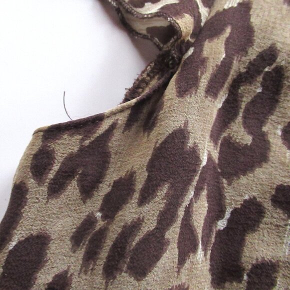 Bob Mackie Studio Women Blouse/Top Leopard Print Chiffon Ruffles Lined Sheer - Picture 12 of 14
